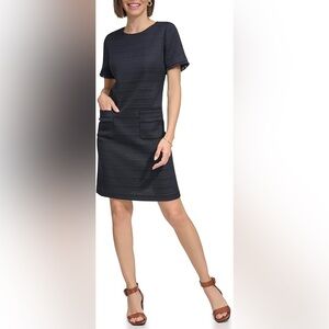 NWOT Tommy Hilfiger Tweed Fringe Front Pocket Dress, Size 10.